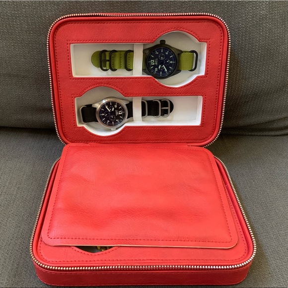 4 watch travel case red leather - Picture 7 of 8